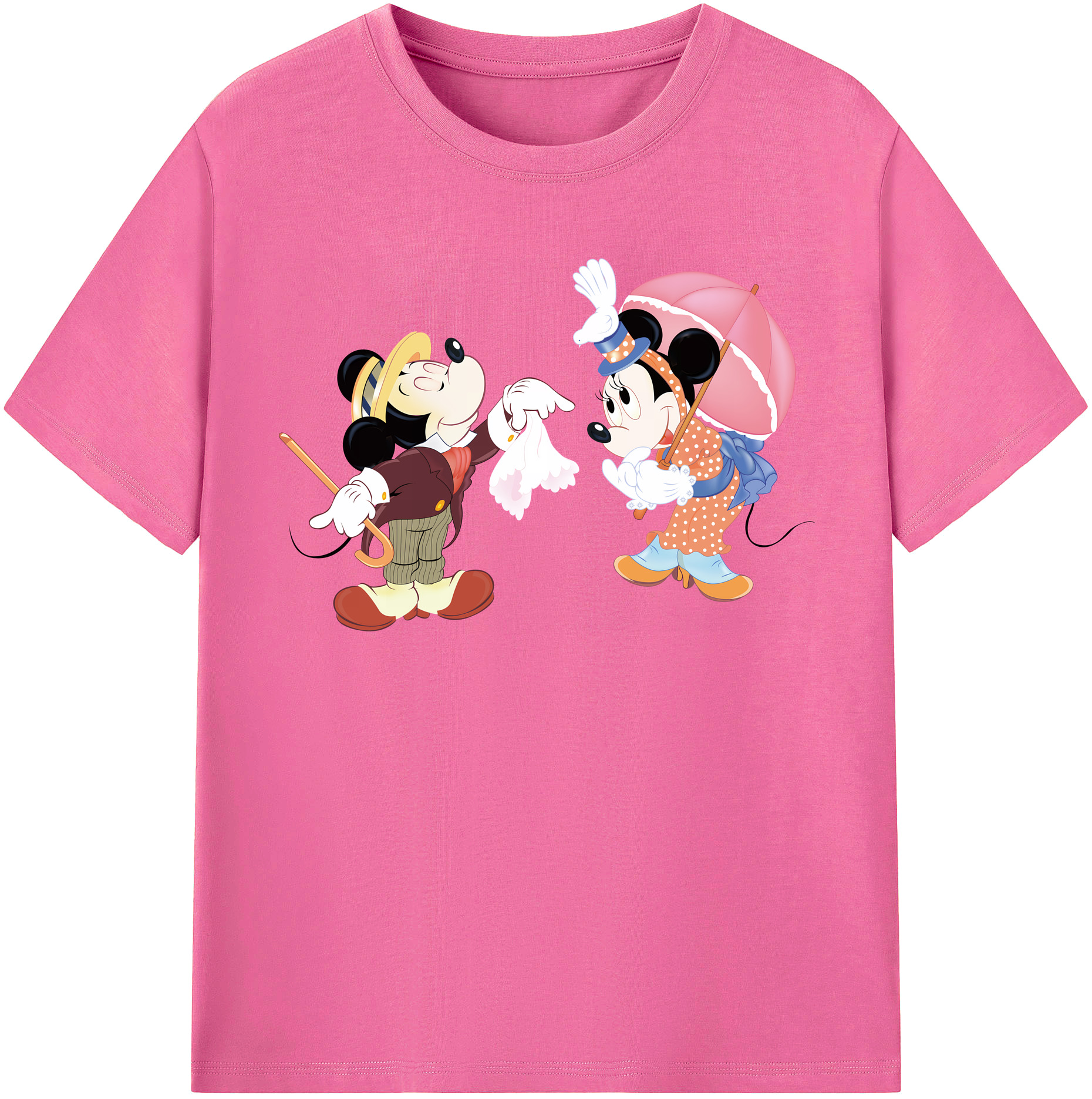 （画像用） ミッキーマウス Mickey Mouse レディースカジュアルプリントTシャツ（綿100％）